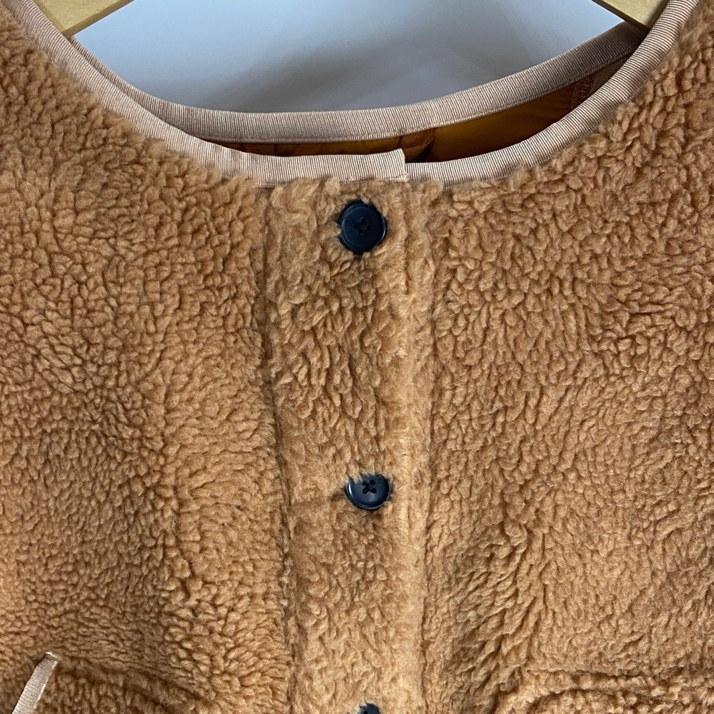 Everlane Women’s The Renew Teddy Sherpa Button Brown Jacket Sz M Oversized - Picture 2 of 8